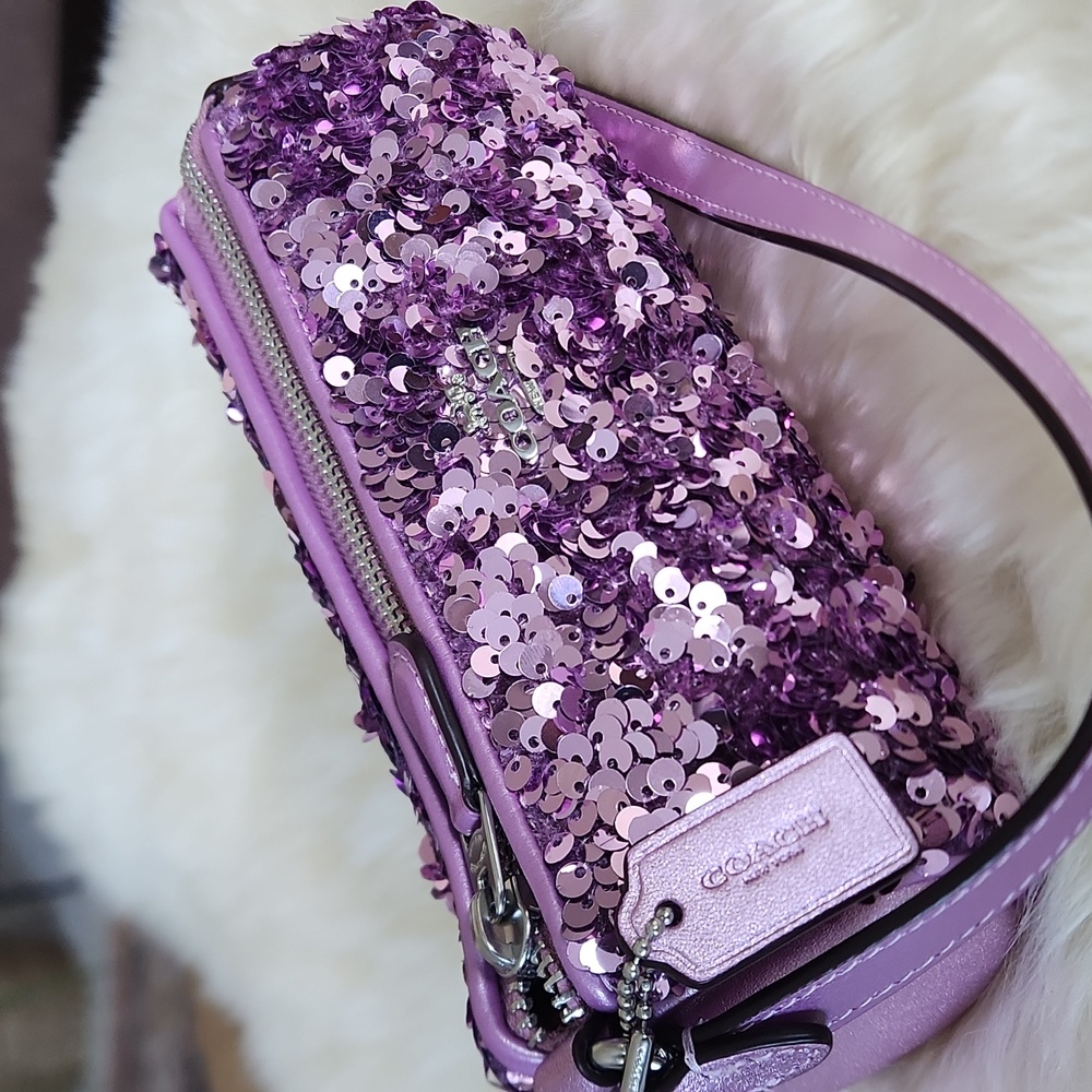 Gorgeous NWT Coach Lilac Sequin Nolita Barrel Bag 💜🎁 - Picture 9 of 16